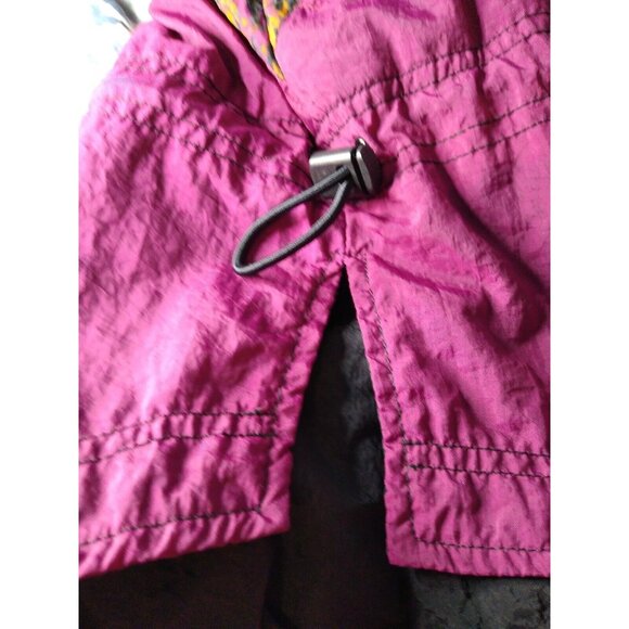 Vtg 80s Nike Track Jacket Women M Black Maroon Bold Pattern Festival Windbreaker - Picture 6 of 8